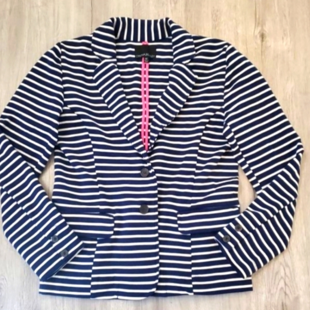 Cynthia Rowley Navy and White Striped Blazer